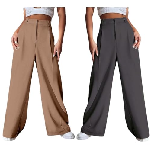 Image of GRECIILOOKS Women High Rise High Waist Trousers Flared Korean Style Formal Pants| Elegant Workwear for Office, College & Events (Available in Plus Size)