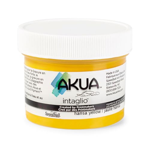 Akua Intaglio Water-Based Ink Hansa Yellow, 59ml, Created by Printmakers for Printmakers, Dries Through Absorption - Ideal for Intaglio/Etching, Monotype, Gel Printing and Collagraph Techniques