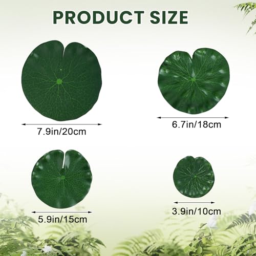 HJZHII 8 Stück Seerosen Künstlich Laub,Künstliche Seerosen Simulierte Lotusblätter Teichpflanzen Künstlich Schwimmende Schaumstoff Ornament Lilien Pads Teichdekoration Seerosenblätter für Terrasse