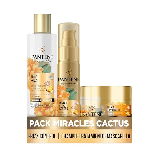 Pantene Pro-V Miracles Cactus Antiencrespamiento Cabello - Champú + Mascarilla Pelo + Serum Pelo Sin Aclarado - 225ml + 160ml + 75 ml