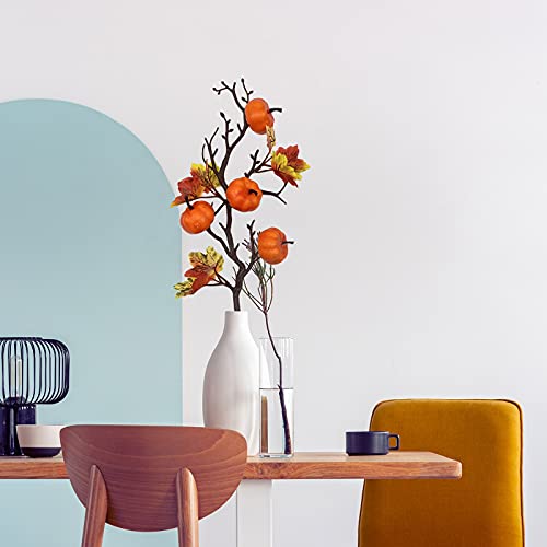 Firlar Artificial Pumpkin Branches, 4 Pcs Artificial Maple Leaf Pumpkin Picks, Pumpkin Fall Stems For Vases, Fake Pumpkin Twig Stem Flower Autumn Floral Picks Halloween Thanksgiving Festival Decor #TOP1