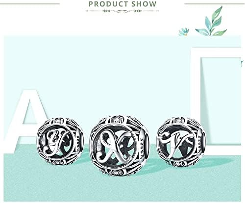 Letter Charms 925 Sterling Silver Initial A-Z Bead Charms for Bracelets Necklaces, Cubic Zirconia Alphabet Beads Personalized Gifts for Women - Image 6