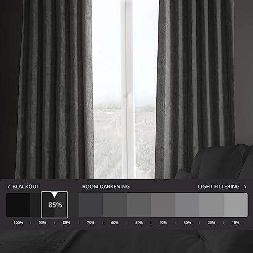 Image of HPD Half Price Drapes - Faux Linen Curtains for Living Room (2 Panels) - 50W X 108L - Textured Room Darkening Curtains for Bedroom 108 Inches Long - Drapes for Home Decor, Blazer Grey