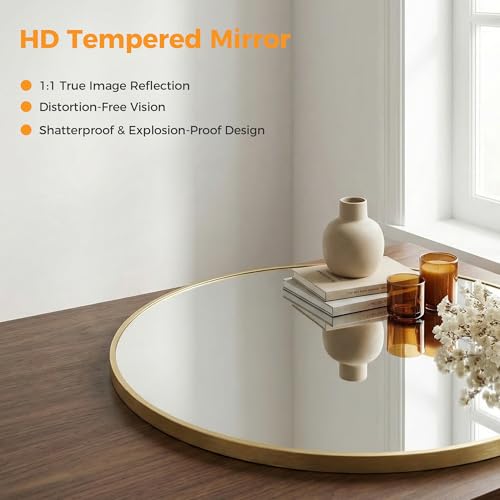 Image of NEWBULIG 24 Inch Round Wall Mirror, Bathroom Mirrors for Over Sink