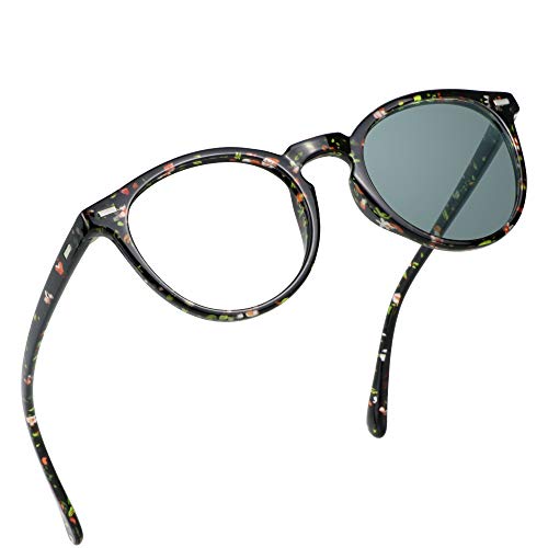 Image of YEIN Bifocal Reading Glasses, Photochromic Gray Sunglasses, for Women /Men（Floral,0.00 /+1.00 Magnification）
