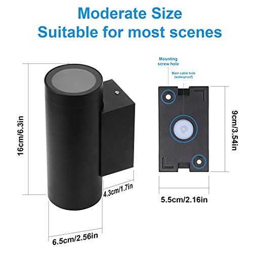 Klighten 2 Stück Aussenleuchte Aussenlampe Wand, GU10 Schwarz Aluminium Up Down Außenwandleuchten, Wasserdichte IP65 Wandlampe Außen Wandleuchte Aussen für Garten Terrasse Eingang, ohne Leuchtmittel – Bild 5