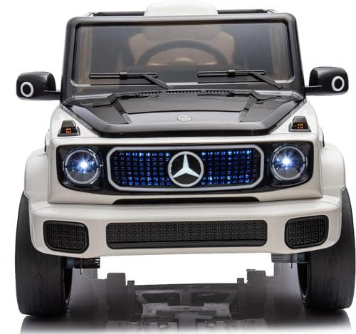 Mondial Toys Auto Macchina Elettrica Per Bambini con Licenza Mercedes EQG 63 Concept Sedile in Pelle Veicolo Elettrico Fuoristrada 4 Motori 12V con Luci a LED Telecomando Full Optional (Bianco)