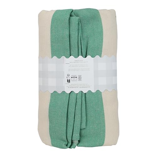Talking Tables Green Stripe Cotton XL Tablecloth Reusable Fabric Dining Table Cover for Garden Parties Summer Lunches Weddings Picnics Washable Soft Woven Cotton 160cm x 250cm - Image 2