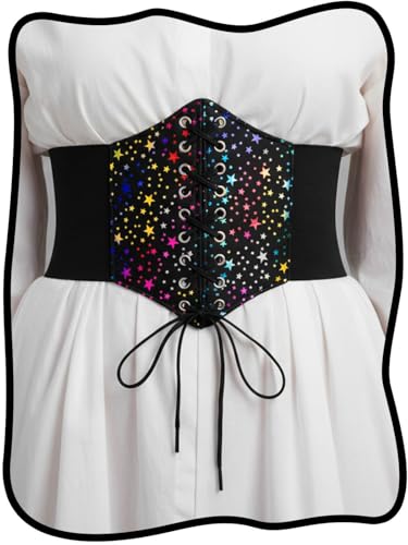 Urieo Lace-up Butterfly Corset Belt Stretchy Tied Waspie Belts Wide Elastic Halloween Dress Cincher Waist Belt for Women