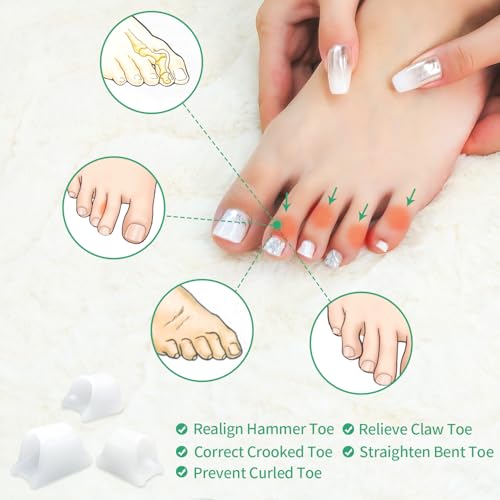 Image of Niupiour Gel Hammer Toe Correctors - Bunion Corrector for Women and Men, 6 Pack of Silicone Toe Separators /Straighteners for Bent Toe, Toe Spacers for Correct Claw Toe, Curled Toe, Crooked Toe
