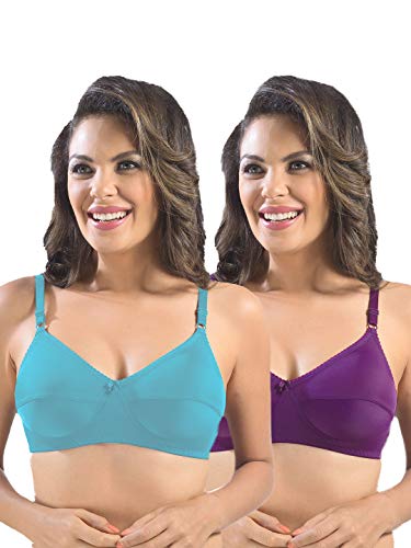 Image of SONARI Womens Cotton Everyday Bra | Non Padded, Wire Free, Comfortable Bra with Seamed Cups | Medium Coverage, Hook and Eye Closure for Everyday Wear | Adjustable Strap for a Customized Fit - Loreal
