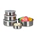 Produktbild Relaxdays Brotdose Edelstahl 5er Set, runde Aufbewahrungsdosen für Lebensmittel, stapelbar, verschiedene Größen, silber
