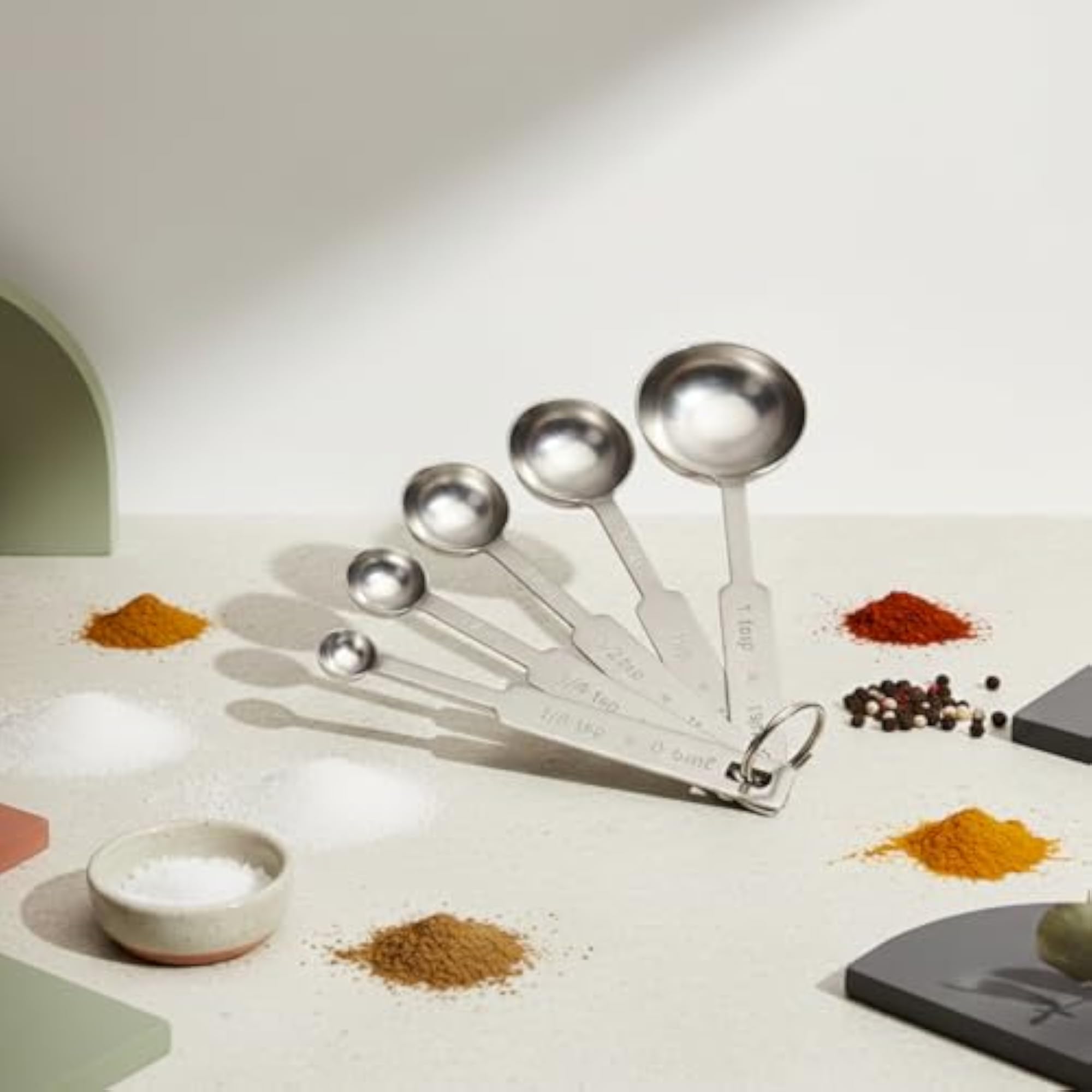 Professional-Grade Measuring Spoon 5 Pc Set Heavy Breakshire Steel
