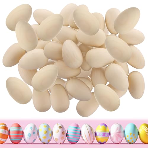 ABuff 30 PCS Wooden Fake Chicken Eggs, Unpainted Faux Wooden Eggs for Easter Crafts, Woodenn Easter Eggss for Decorating DIY Crafts Painting Dyeing, Encouraging Hens to Lay Eggss, 2.36 Inch