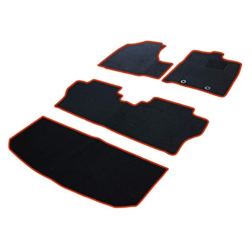 フェニーチェ カーマット フロアマット ラゲッジマット セット 国内生産 ブラック × ロック糸オレンジ 滑り止め形状 ずれにくい 車用 マット