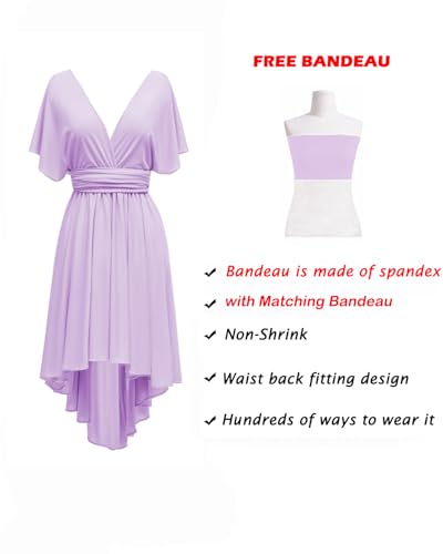 Image of Women's Short Convertible Dress with Bandeau High Low Infinity Bridesmaid Dresses Multi-Way Transformer Formal Dress