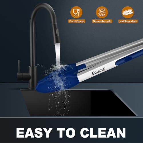 Image of Tongs For Cooking - Kitchen Tong with Silicone Tip 7 inch, 9 inch, 12 inch Blue