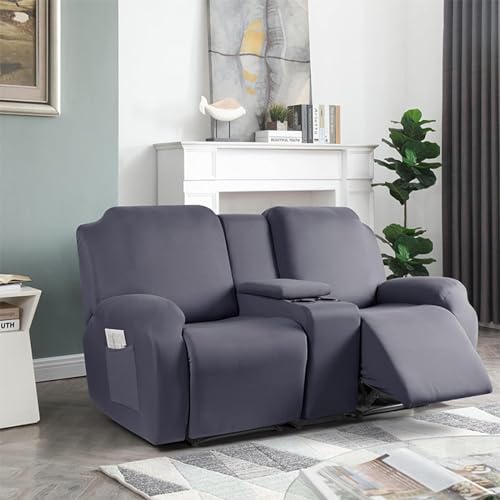Funda antideslizante para sofá reclinable loveseat con consola 3