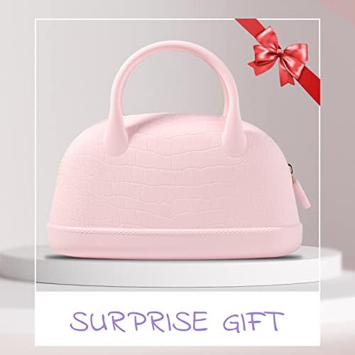 Silicone Makeup Pouch Case for Women : Cosmetic Bags for Travel Fashionable Shell Handbag for Girls Lightweight and Soft (pink) 7 Silicone Makeup Pouch Case for Women : Cosmetic Bags for Travel Fashionable Shell Handbag for Girls Lightweight and Soft (pink)