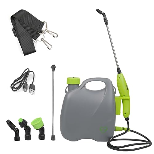 Crystals 5L Rechargeable Electric Garden Sprayer Battery Powered Automatic Spray Bottle with Adjustable Nozzle Portable Plant Watering & Fertiliser Mister for Indoor & Outdoor Use Grey