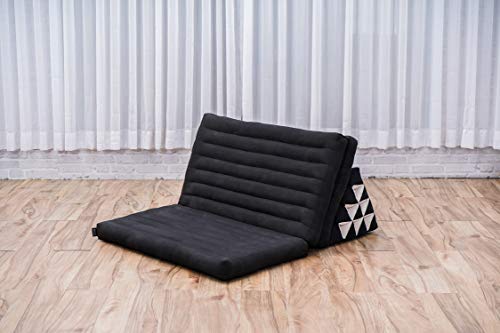 Image of Leewadee 3-Fold Mat XXL with Triangle Cushion - Firm TV Pillow, Foldable Mattress with Cushion Made of Eco-Friendly Kapok, 67 x 31 inches, Black