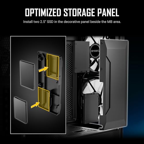 Image of Antec NX416L Mid-Tower ATX Gaming Case with Side Tempered Glass, 2 Pre-Installed 160mm ARGB Fans, 1x 120mm ARGB Fan | PC Cabinet (Black)