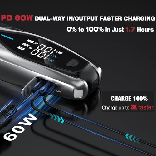 Image of NEXPOW X7 3000A Car Jump Starter, 12V Portable Battery Pack with 60W PD Two-Way Fast Charging, 3.2 inch HD Display, Up to 12L Gas & 10L Diesel