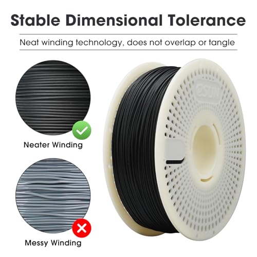 Image of eSUN Matte PLA Refilament 1.75mm and Upgarded eSpool+ Set, Reusable and Removable Filament Spool Replacement with 3D Printer Refill Matte PLA, 1KG Spoolless 3D Printing Filament, Deep Black