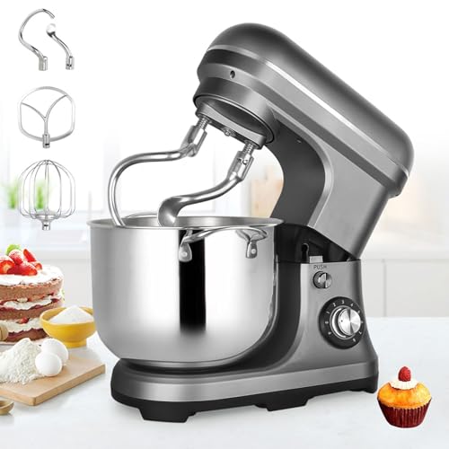 Batidora de pie, batidora de alimentos de 2000 W con luces indicadoras LED, control de 8 velocidades, cuenco de acero inoxidable, gancho de masa, batidor de alambre