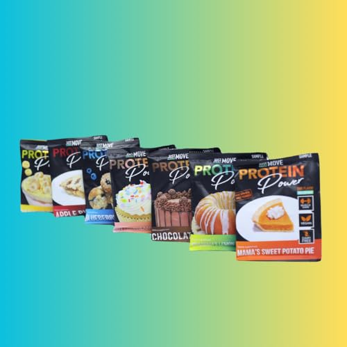 Just Move Protein Sample Pack - 7 Flavors Vegan (Plant Based), Organic, Dairy Free, Soy Free, Gluten Free, Keto, Peanut Free, 20g Protein, Low Carb, Non GMO