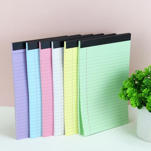 6 Pack Legal Pads 5x8 Note Pads Colored Legal Pads College Ruled Notepad Small Note Pads 50 Sheets/P