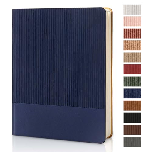 Image of Lined Journal Notebook for Work College Ruled Note Book 7.2 inchx9.6 inch B5 PU Leather Daily Journaling 160 Pages for Women Men Writing Home School Supplies Business (Dark Blue)