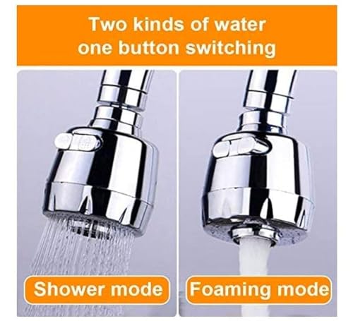 Image of Sink Faucet Sprayer Attachment 360 Rotatable Kitchen Tap Extender Head Replacement Anti-Splash Faucet Nozzle Head with Hose and Universal Connector, 2 Mode (Silver)