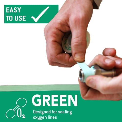 Image of Gasoila Green PTFE Thread Seal Tape - Professional-Grade, 1 /2 Inch x 260 Inch, High-Density Thread Tape for Oxygen Lines - Leak-Proof Seal, Non-Toxic, 24 Pack