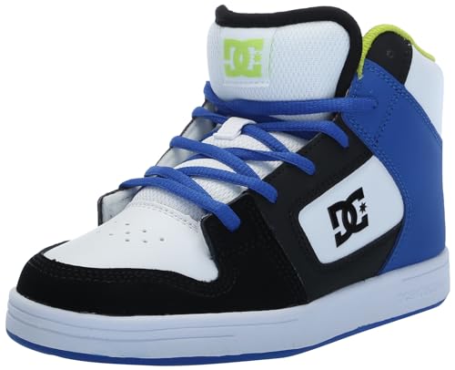 DC Boy's Unisex-Child Manual V Hi Skate Shoe, Black/Blue/Green, 11.5 Little Kid