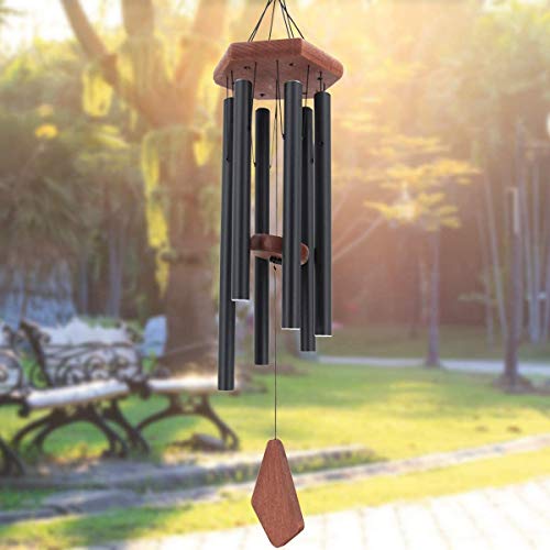 Image of Nature's Melody Aluminium, Wood Windchime (28 inch, Black)