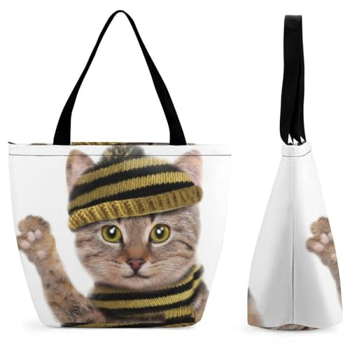 Sac à bandoulière chat avec écharpe spacieux contre le désordre