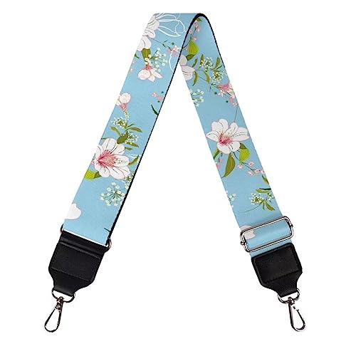 Jeiento White Lily Wide Shoulder Strap Floral Flowers Replacement Guitar Straps Handbag Crossbody Bag Strap with Metal Hooks