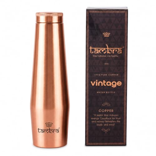Image of Tambra Pure Copper Matt Crown Design Water Bottle with Advanced Leak Proof Protection and Joint Less With Matt Finish Look | Ayurveda and Yoga Health Benefits | (950 ml, Pack of 1)