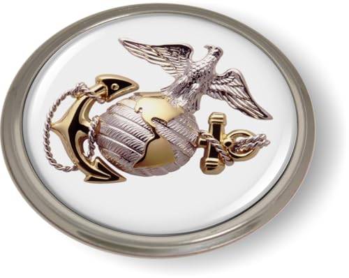 Image of The Eagle Globe Anchor US Marine CAR Emblem Semi-Flexible Aluminum Bezel | Officially Licensed US Marine Corps Product, 3D Domed, Badge, Sticker, made by BestLicensePlateFrames