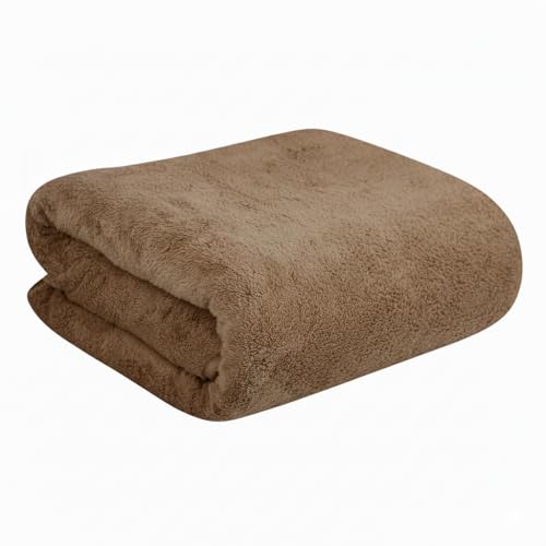 Image of Dribble Coral Fleece Weft Knitting 400 GSM Large Bath Towel 70 x140 cm | Ultra Soft, Quick Dry, Highly Absorbent | Lightweight & Skin-Friendly Towel for Bathroom, Gym & Travel, Brown