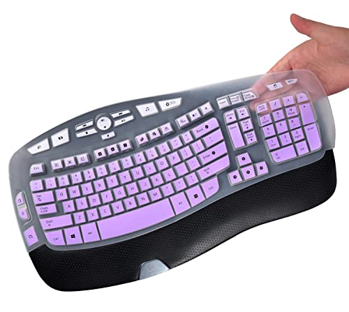 CaseBuy Keyboard Cover for Logitech K350, MK550, MK570 Wireless Wave Keyboards - Ultra Thin Protector, Ombre Purple