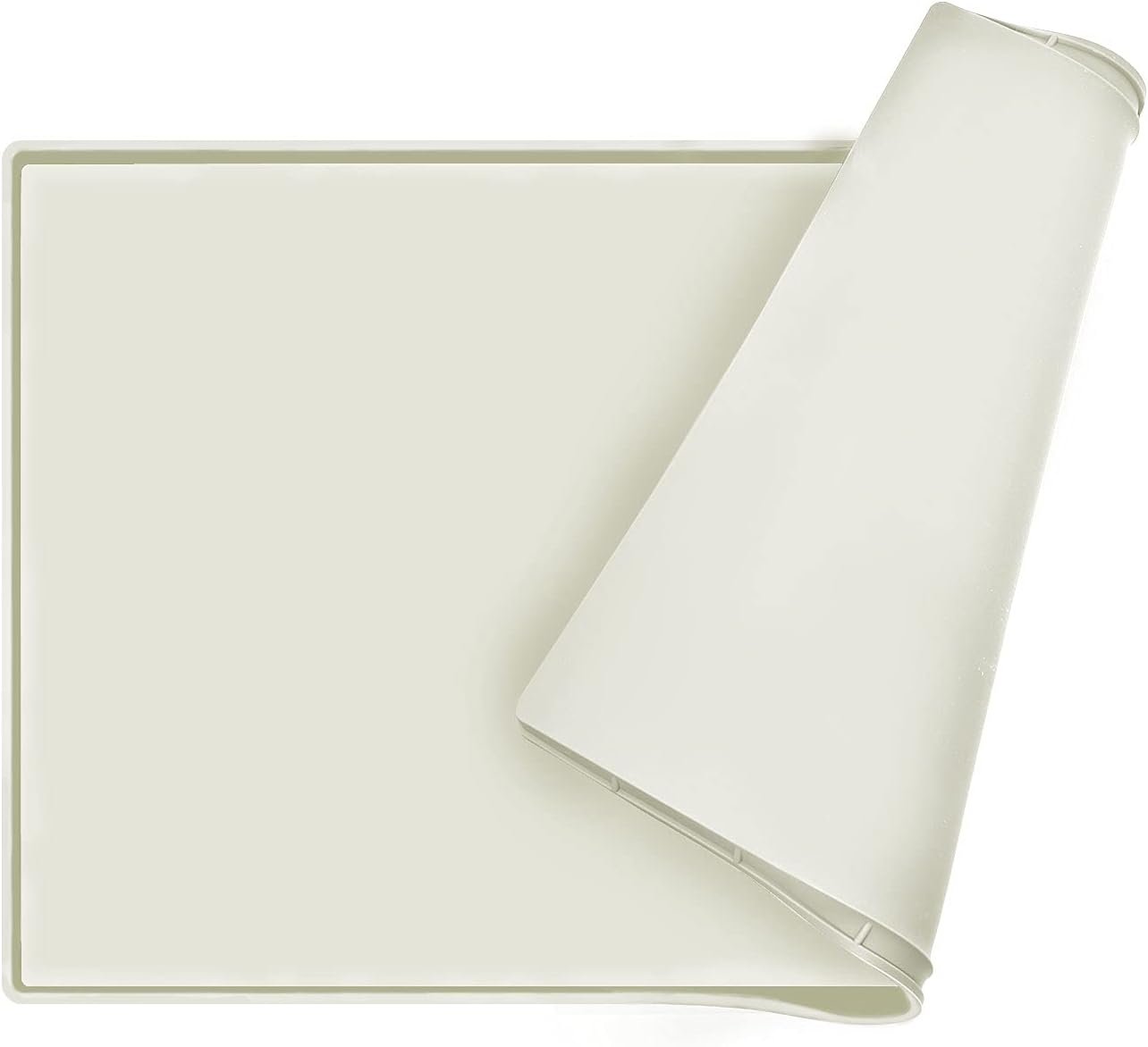 Dog Food Mat,Silicone Waterproof Food Tray,Non Slip Pet Bowl Mats Placemat,1" Raised Edge,Suitable for Most Small and Medium Sized Pets,32" x 24" 32" x 24" Beige