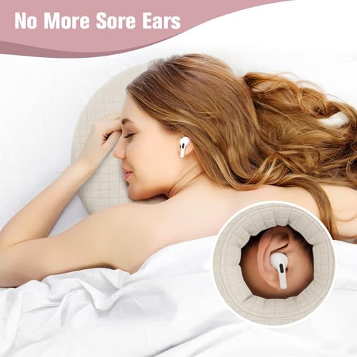 Ear Piercing Pillow for Side Sleepers, Ear Pillows with Holes for Pain, Earring Inflammation Pressure Sores, Cotton Earring Pillow for CNH Side Sleepers
