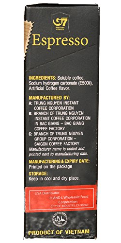 Trung Nguyen G7 Instant Coffee, Expresso, Arabica, 15X1.3Oz #TOP1