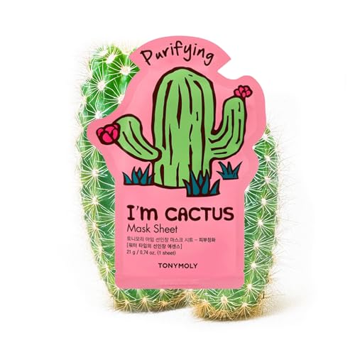 TONYMOLY I’m Cactus Sheet Mask – Korean Hydrating & Moisturizing Face Mask with Vitamin Infused Prickly Pear Extract, Soothes & Purifies Skin