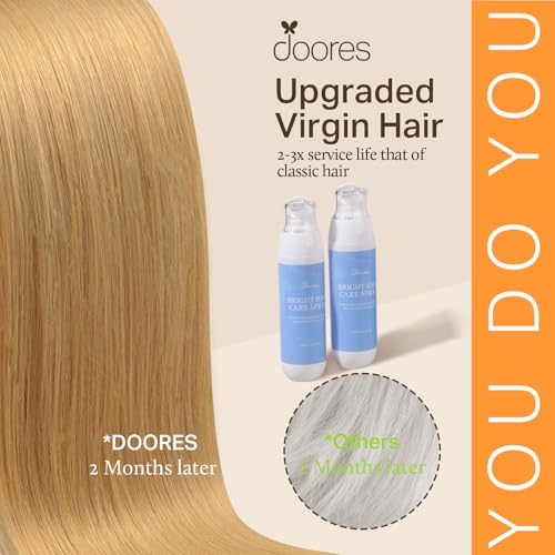 Image of DOORES Seamless Clip in Hair Extensions Real Human Hair, Honey Blonde 110g 7pcs 20 Inch, Extensions Clip in Straight Remy Hair Invisi Edge