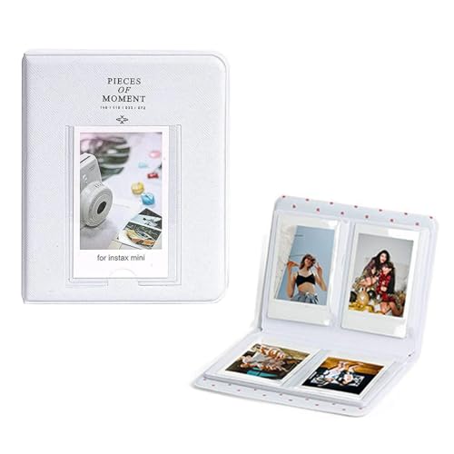 Image of ZENKO 64 Pockets Photo Album for Fujifilm Instant Mini 13 /12 /11 /9 /8 /SE /41 /99 /Evo /Liplay Instant Camera /Mini Link Printer, Polaroid Snap Touch Mint Zip Instant Camera Printer- Clay White