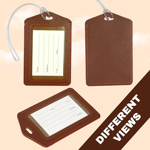 Image of Storite PU Leather Luggage Tag Travel Identification Name Tag for Bag & Backpacks Suitcase Tags for Traveling (5 Pack)