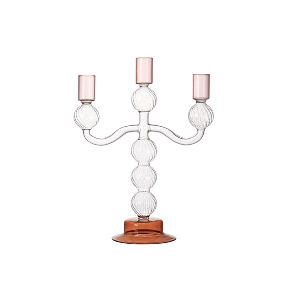 Portavelas Adornos de decoración del hogar con candelabro Vidrio 3 Cabezas Decoración